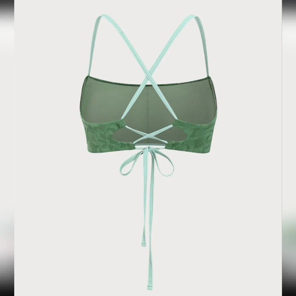 NWT Berlook Dark Green Jacquard Matching Bikini Set - Picture 8 of 9